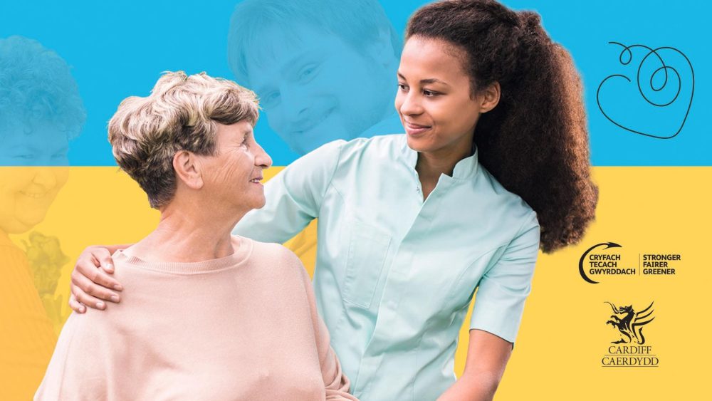 Banner showing carer helping patient