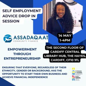 Poster promoting self employment drop in session